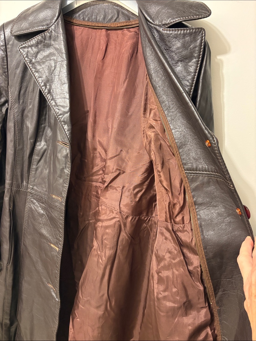 Classic Vintage - Women's Brown Leather Tailored Trench Coat - Belted - Picture 8 of 12